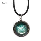 12 Constellation Glow In The Zodiac Signs Necklace Absorbing design New 12 Constellation Luminous Necklace Men Leather Necklace Charm Necklace for Men Boys Women Girl Jewelry Accessories Gifts