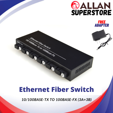 Allan Superstore Fiber Switch 20KM, 2 RJ45, 6 SC Ports