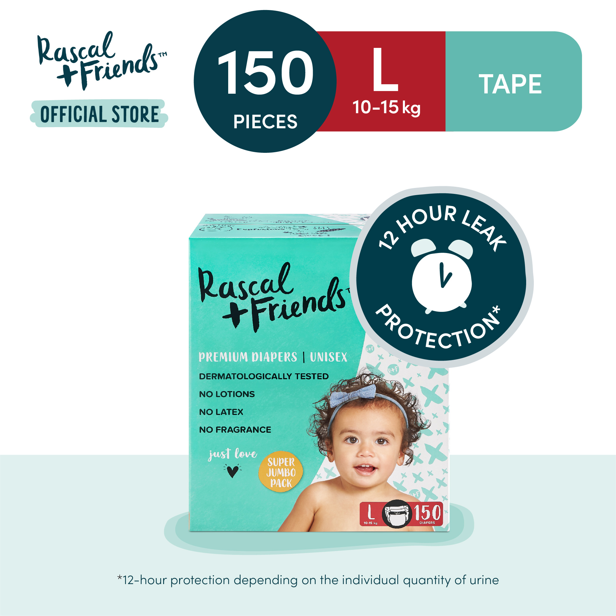 Rascal + Friends Tape Diaper Jumbo Medium (6-11kg) 60pcs 1 pack