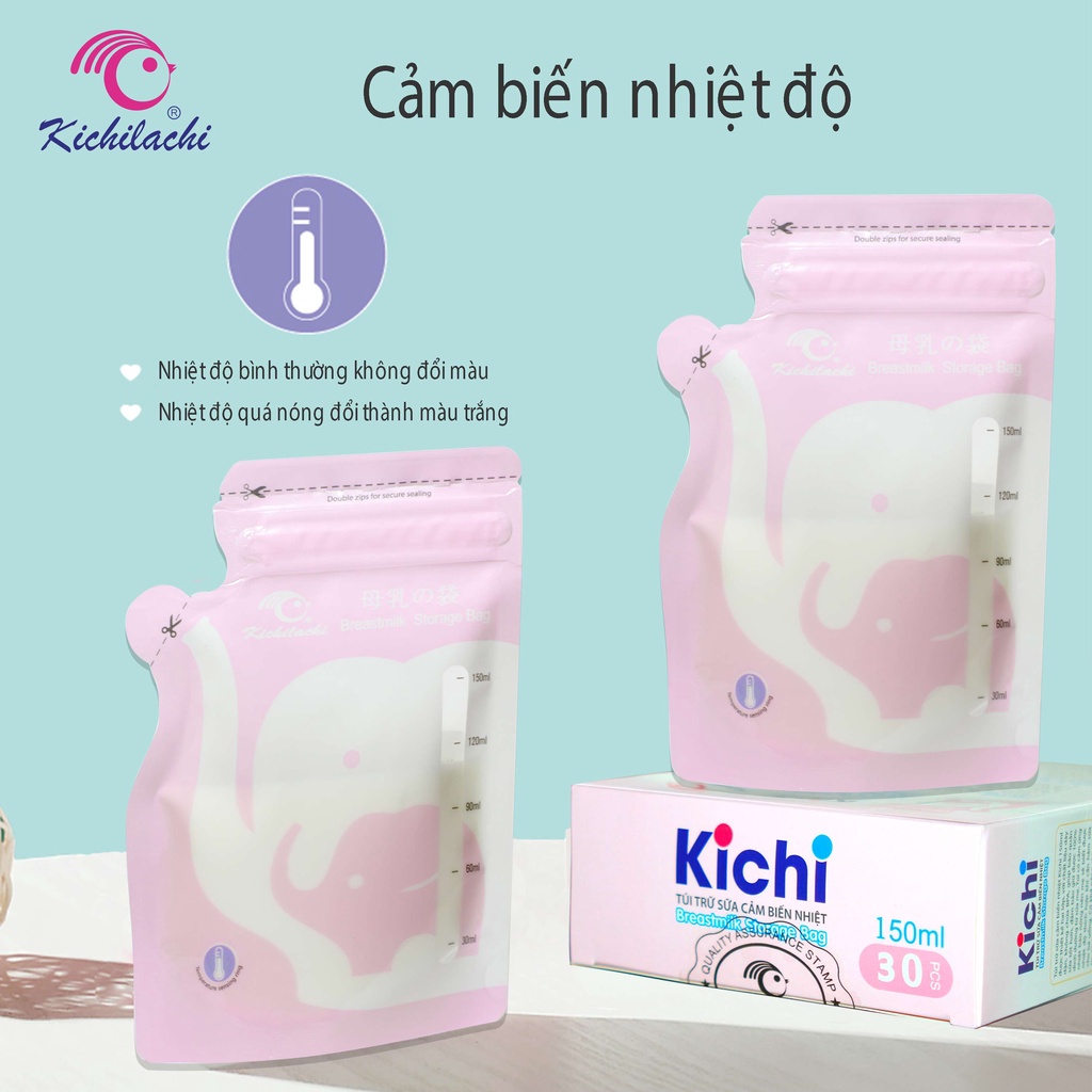 FREESHIP ĐẾN 50k 5 - 30 Túi trữ sữa cảm biến nhiệt 150ml hình con voi tiện