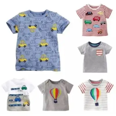 BABA Branded Baby Shirt Top Boy Girl Cotton T Shirt Random Design Tees (2)