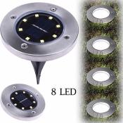 Ewa 8 LED Solar Buried Ground Lights - 4 Pack