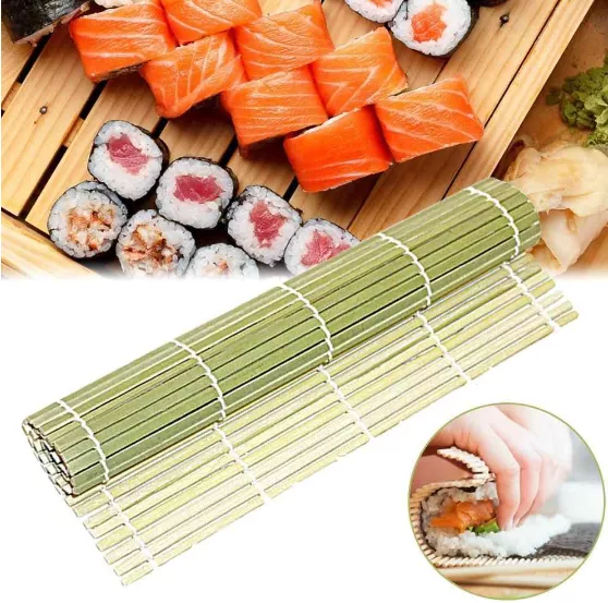 1pc Random Bamboo System Sushi Mat,Non-stick Sushi Rolling Roller Hand  Maker Sushi Tools Onigiri Rice Roller Bamboo Cooking Accessories