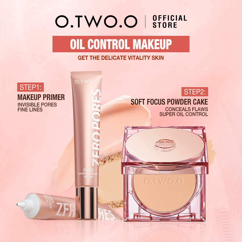 Discount on O.TWO.O  shoes - SKU: O.TWO.O Face Makeup Set Face Waterproof Powder Compact Powder + Primer Make Up Base Invisible Pore 2