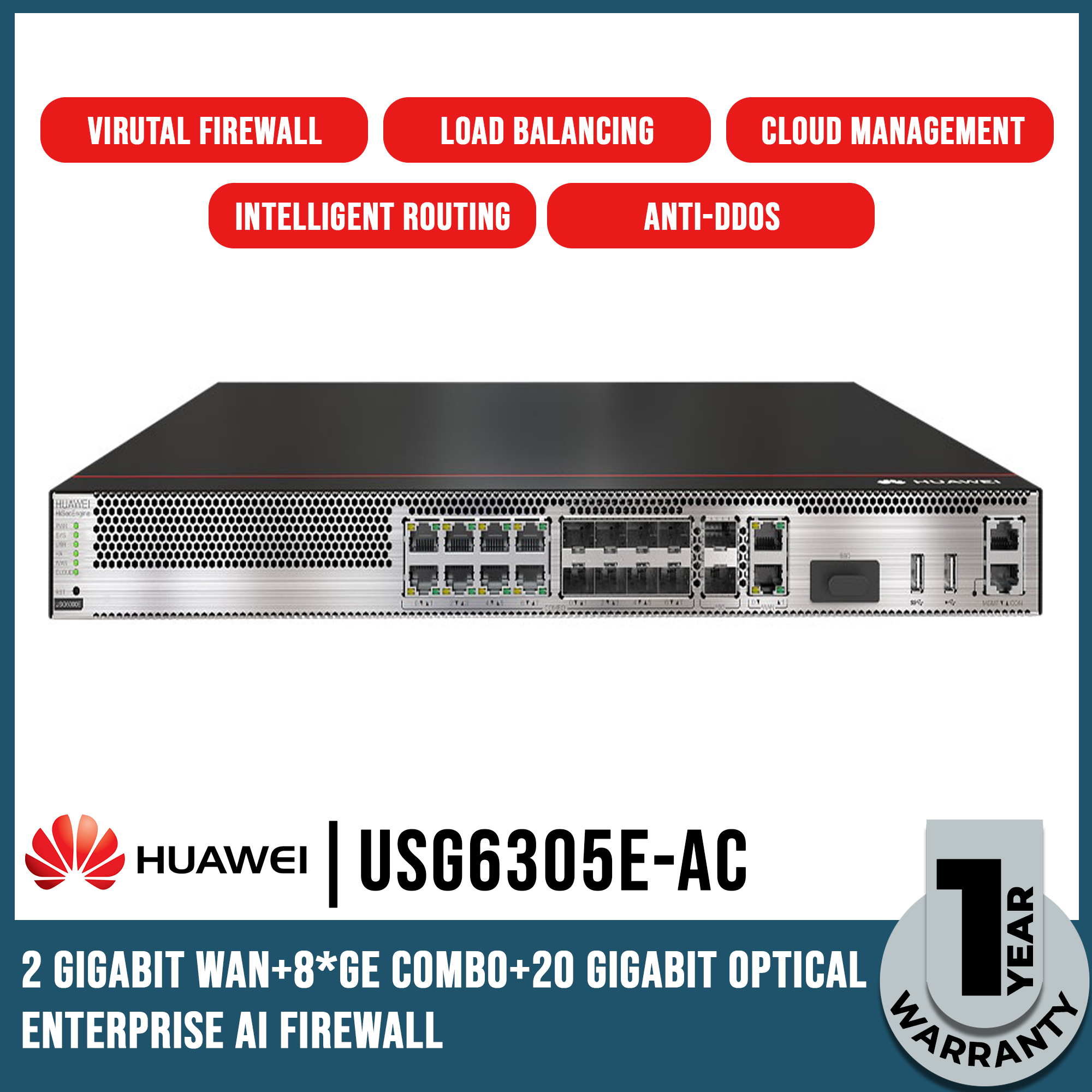 USG6305E AC / Huawei Multi-port with 10 Gigabit NextGeneration Enterprise Class Desktop AI Firewall Security