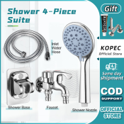 4-in-1 Shower Head Set with Faucet and Hose, Stainless