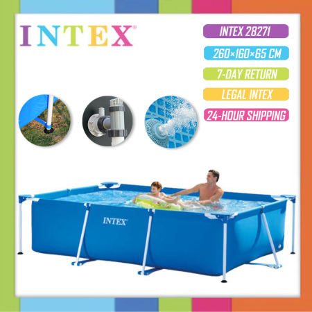 INTEX 28271 Rectangular Steel Frame Family Swimming Pool