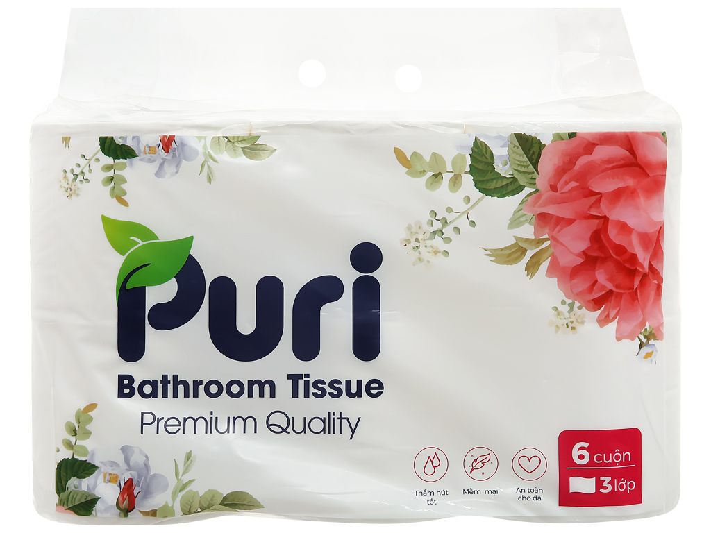 6 cuộn giấy vệ sinh Puri Premium Quality 3 lớp