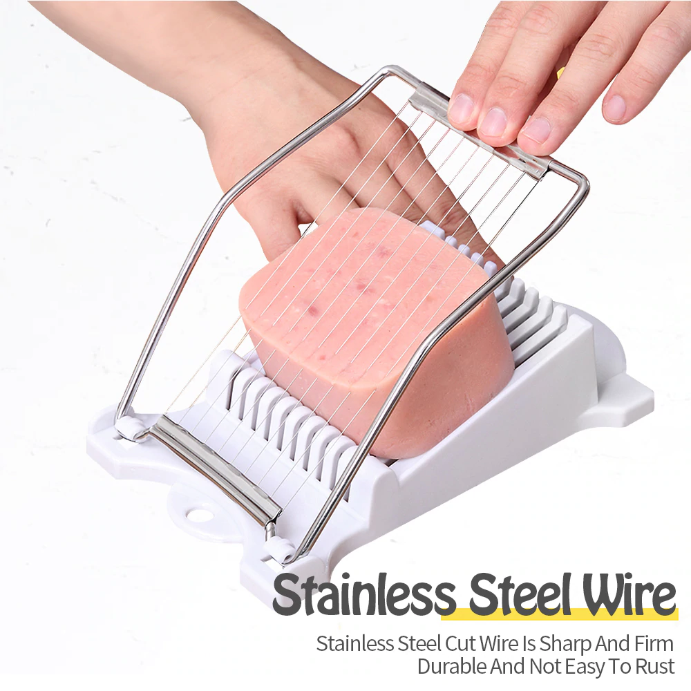 Egg Slicer For Hard Boiled Eggs Spam Slicer FENGCHEN Luncheon Meat Slicer  Soft Food Cheese Sushi Cutter Meat,Cutting Machine With 10 Singing Cutting  Wires in Stainless Steel 