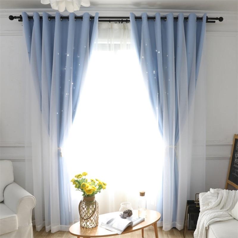 Explore Shop Double Layer Star Curtain Hollowed Out Starry Curtain