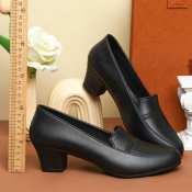 Korean Fashion Black Heeled Office Shoes for Women