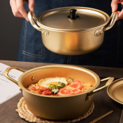 Korean Ramen Noodles Pot - Gold Aluminum Soup Cookware