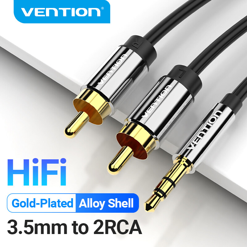 Vention cáp rca cáp âm thanh bộ chia âm thanh nổi aux đực 3.5mm sang 2rca đực cáp âm thanh aux giắc cắm 3.5mm cho bộ khuếch đại điện thoại thông minh cáp aux dvd rca rạp hát tại nhà cáp âm thanh sang giắc cắm âm thanh nổi cáp âm thanh một điểm hai đầu