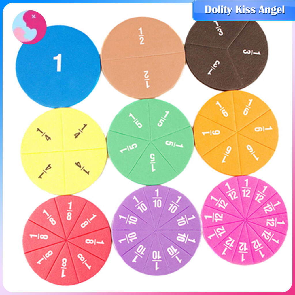12pc Math Fraction Circles for Children Kids Student School Educational
