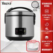 YOWXII Multi-functional Non-Stick Rice Cooker, 2L-6L Capacity