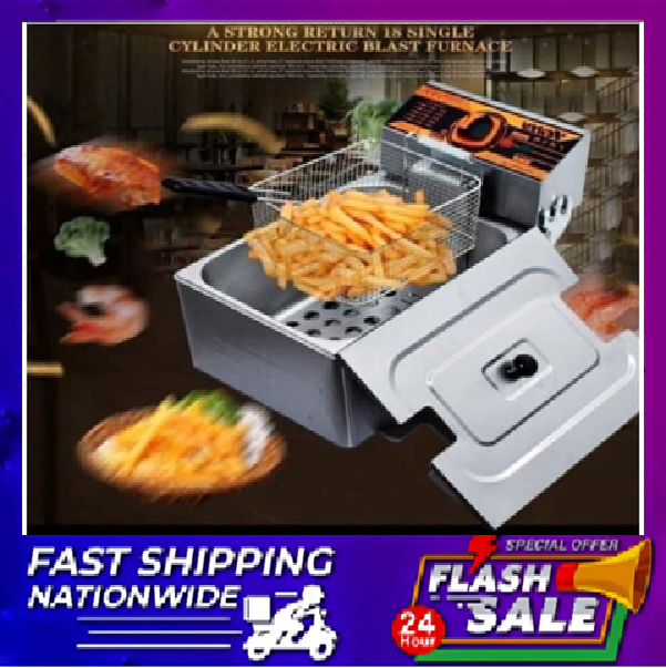 Original 6L Heavy Duty Stainless Steel Deep Fryer Commercial Electric Catering Kitchen Machine Frier with Basket and Temperature Control Deep Fryer - Brand Legit Items Presyo 3,999 Piso*Libreng Shipping
