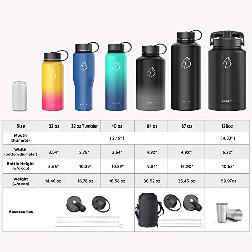 Spout Lid Cold for 48 Hrs Hot for 24 Hrs Double Vacuum Thermo Canteen Mug 40oz 64oz Stainless Steel Water Flask Jug BPA-Free Hand Lid and Carrying Pouch BUZIO Water Bottle with Straw lid