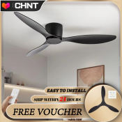 Flush Mount Industrial Ceiling Fan with Remote Control