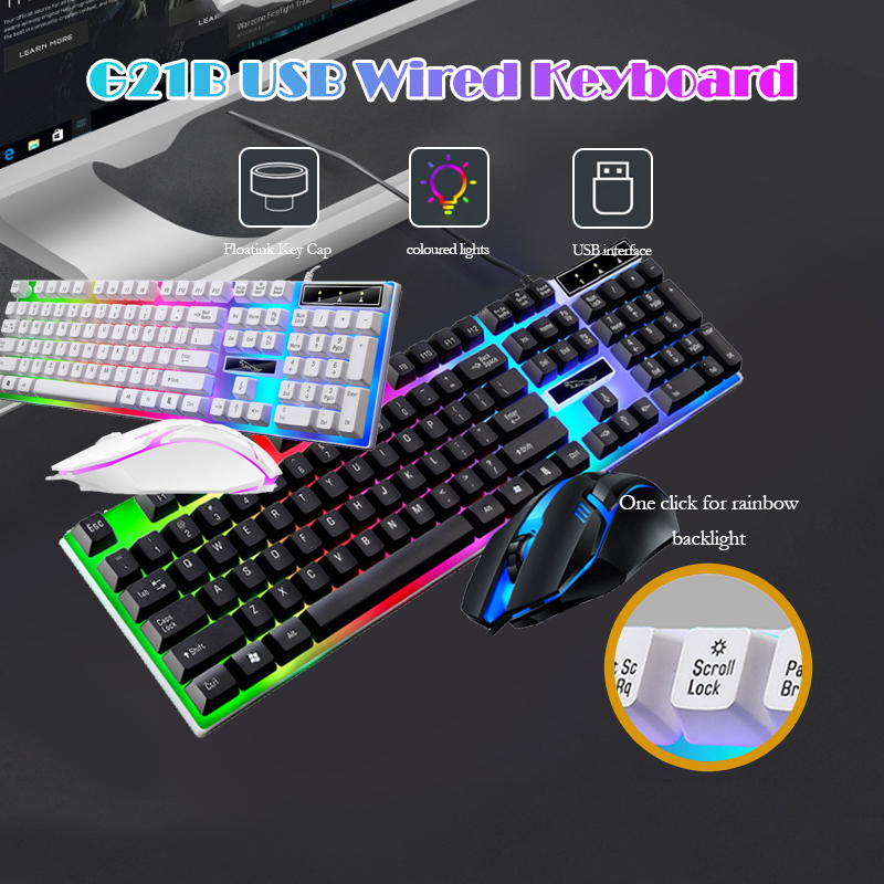 LED Backlight Gaming Keyboard and Mouse Set - USB Wired