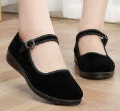 JEIKY Black Canvas Barbie Doll Flats - Cute Slip Ons