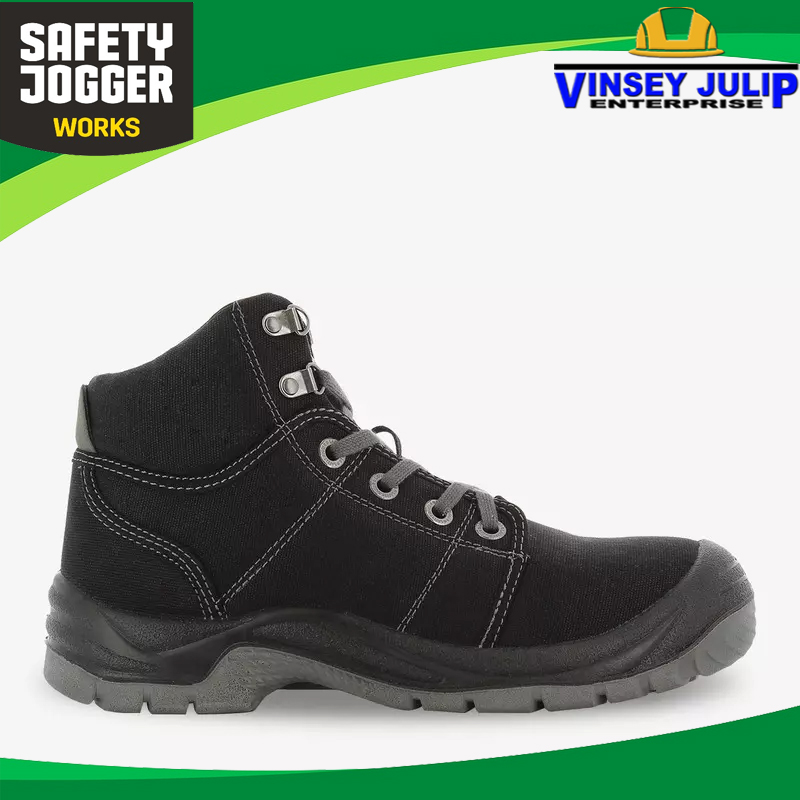 Safety Jogger Desert Steel Toe Cap and Steel Midsole Safety Shoes (BLACK)