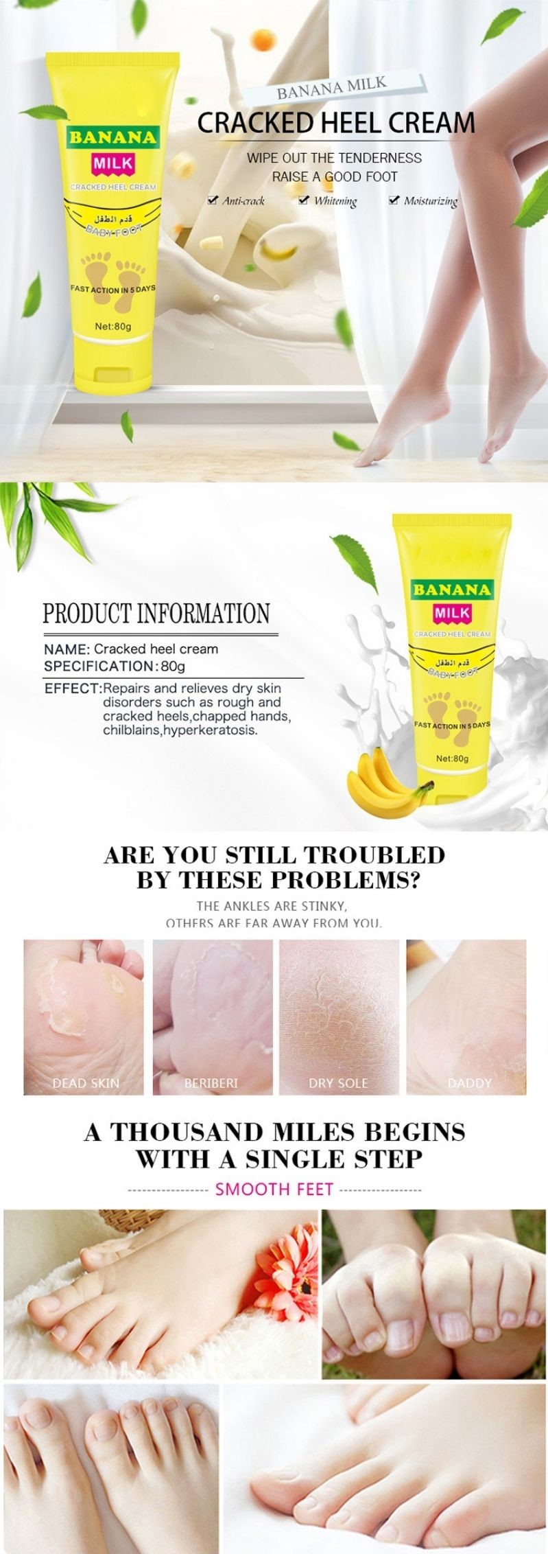 Cracked Skin Banana Repair Cream Antifungal Peeling Foot Care Repair