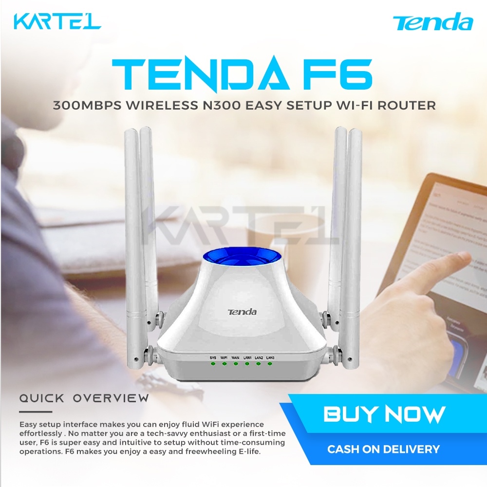 TENDA F6 Wireless N300 Easy Setup (White, Not a Modem) 300 Mbps Wireless  Router - TENDA 