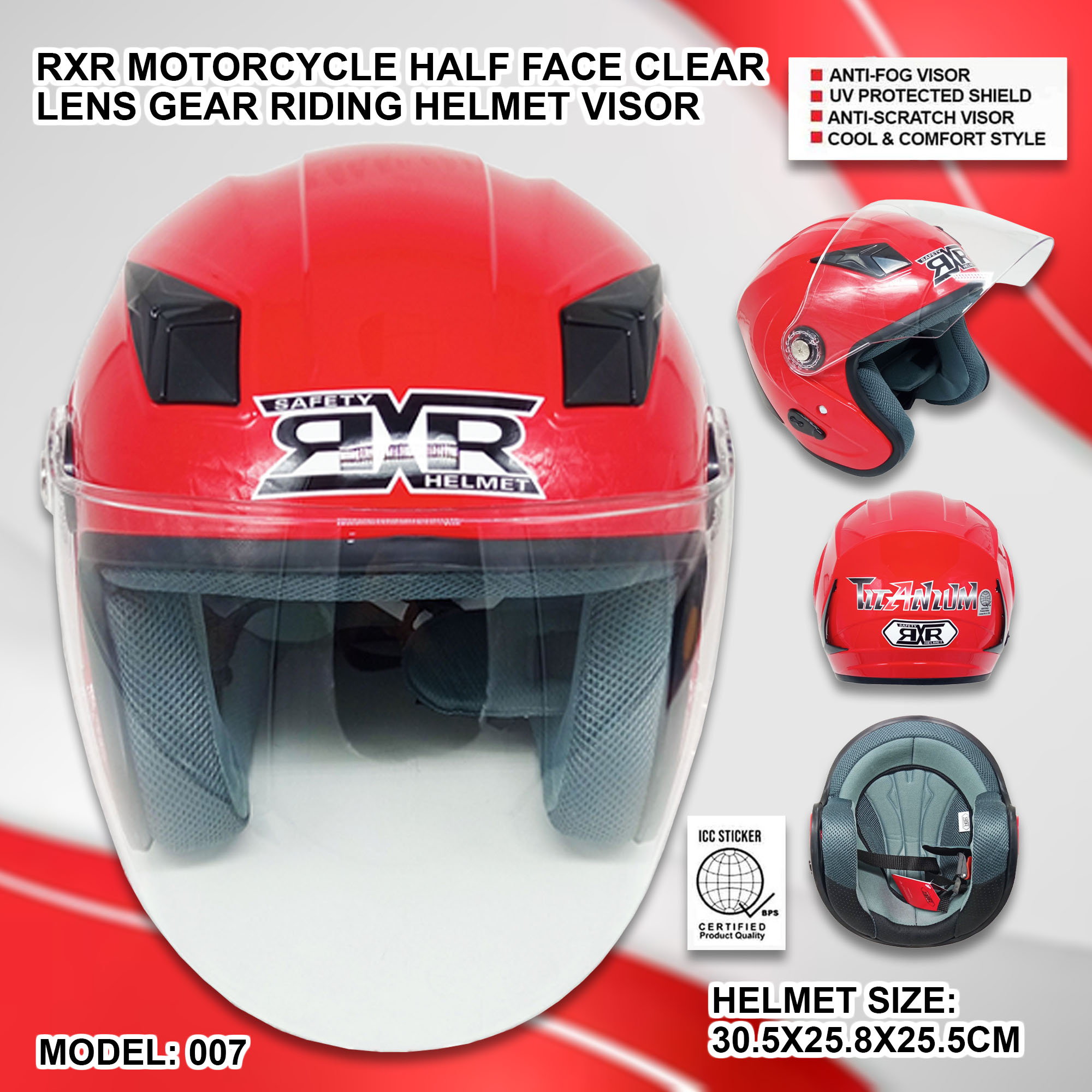 RXR Motorcycle Half Face Helmet Motors Visor Open Face Helmets