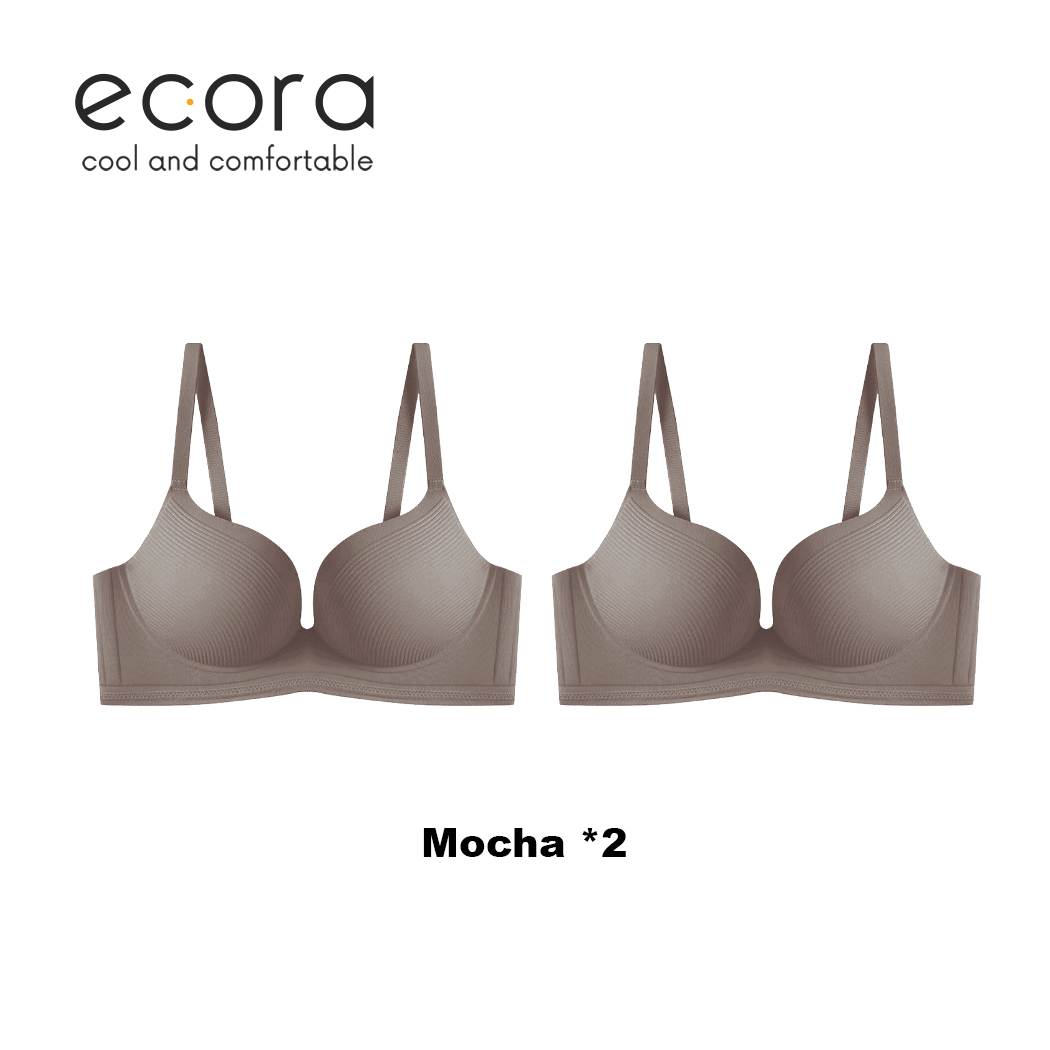 [2pcs Bundle] ecora / Lift Up Seamless Bra, Natural Push-up Padding, Butterly Soft Fabric, Wire-Free Womenswear Basic Bra for Women Comfort Lingerie Lady - Image 3