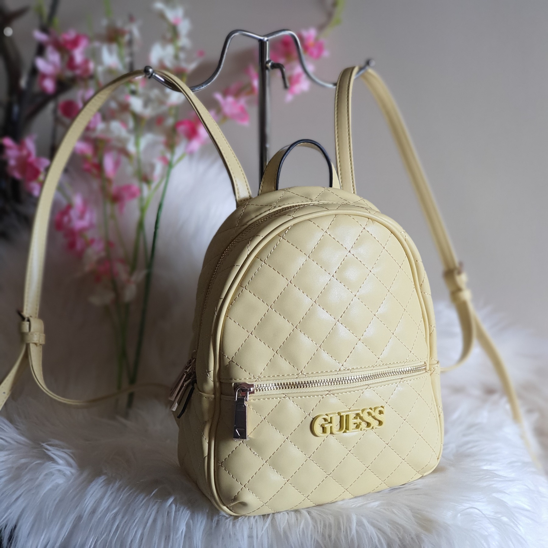 Guess Elliana Front Zip Backpack Yellow Lazada PH