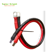 Solar battery cable pair with terminal lugs, ready to use