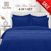 Kasa Bella 4-in-1 Dark Blue Cotton Bedding Set