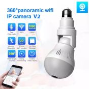 V380 D5 Bulb CCTV Camera with 360° Panoramic View