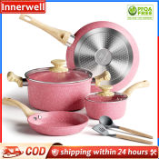 Innerwell Pink Granite Non-Stick Cookware Set - PFOA Free