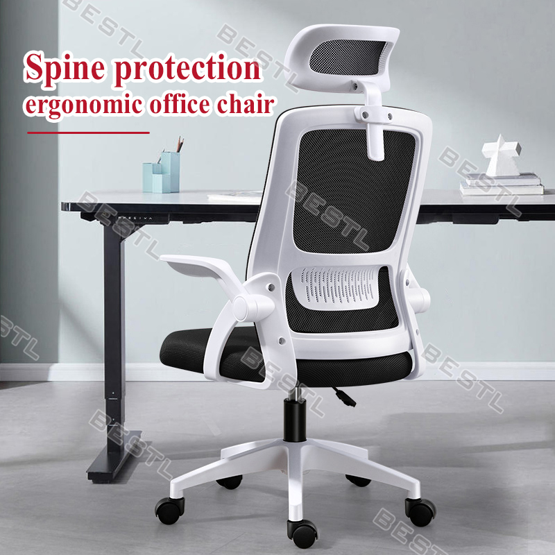 Ergonomic Office Chair with Adjustable Headrest Lumbar Support, High Back  Computer Desk Chair with Thickened Cushion Flip-up Armrests, Home Desk