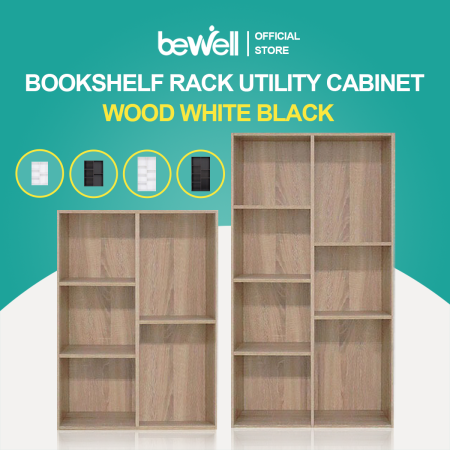 Bewell Bookshelf Rack Organizer Utility cabinet Bookcase Storage Cabinet Display Shelf