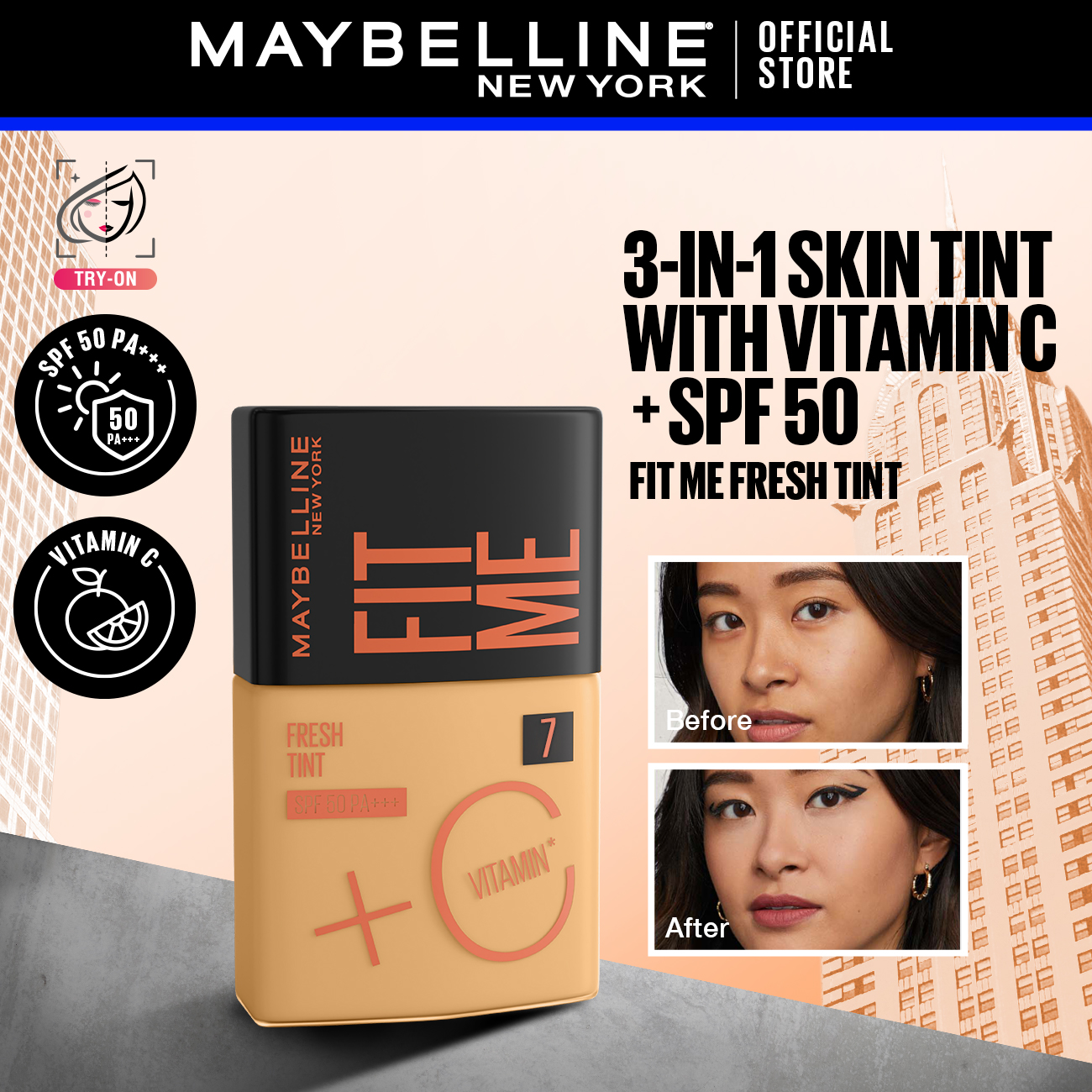 Discount on Maybelline  shoes - SKU: Maybelline Fit Me Fresh Tint with Vitamin C Skin Tint, Brightening, Sunscreen SPF 50 PA+++, BB Cream