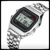Casio LED Digital Watch with Stainless Steel Strap