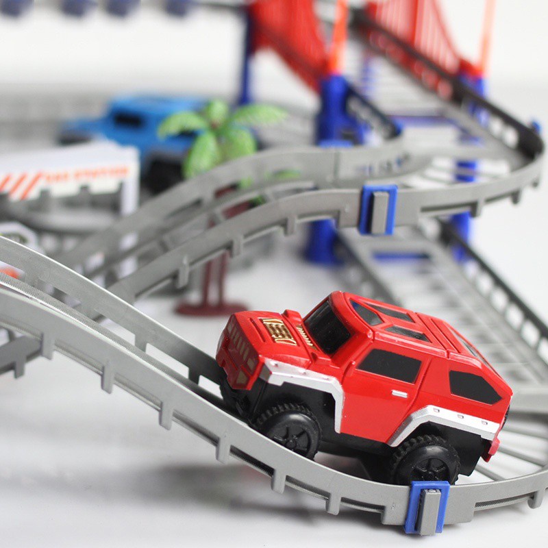 100pcs DIY 3D Electric Rail Toy Car Color Track Racing Educational Assemble  Toy Cars