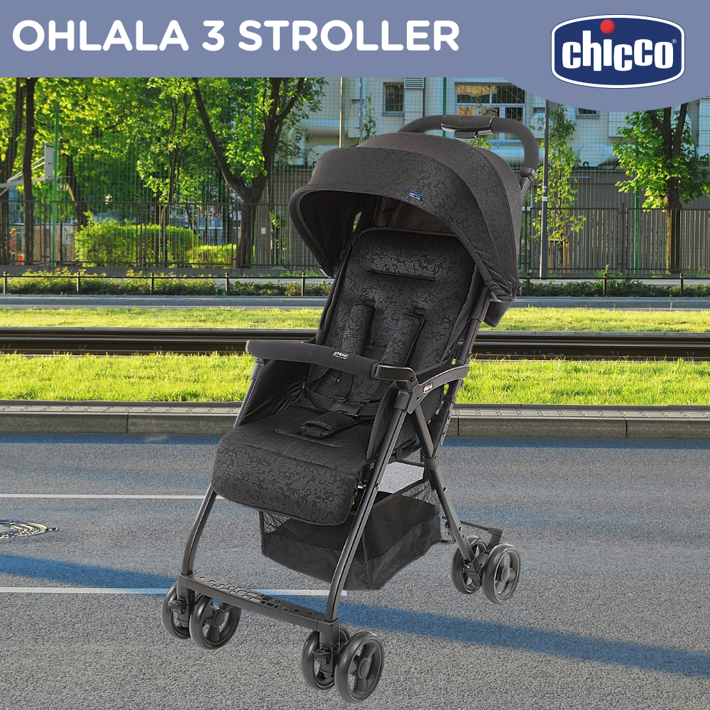 Chicco Black Night Ohlala 3 Lightweight Baby Stroller (Perfect Stroller for Baby Girl, Stroller for Baby Boy) stroller for toddler travel