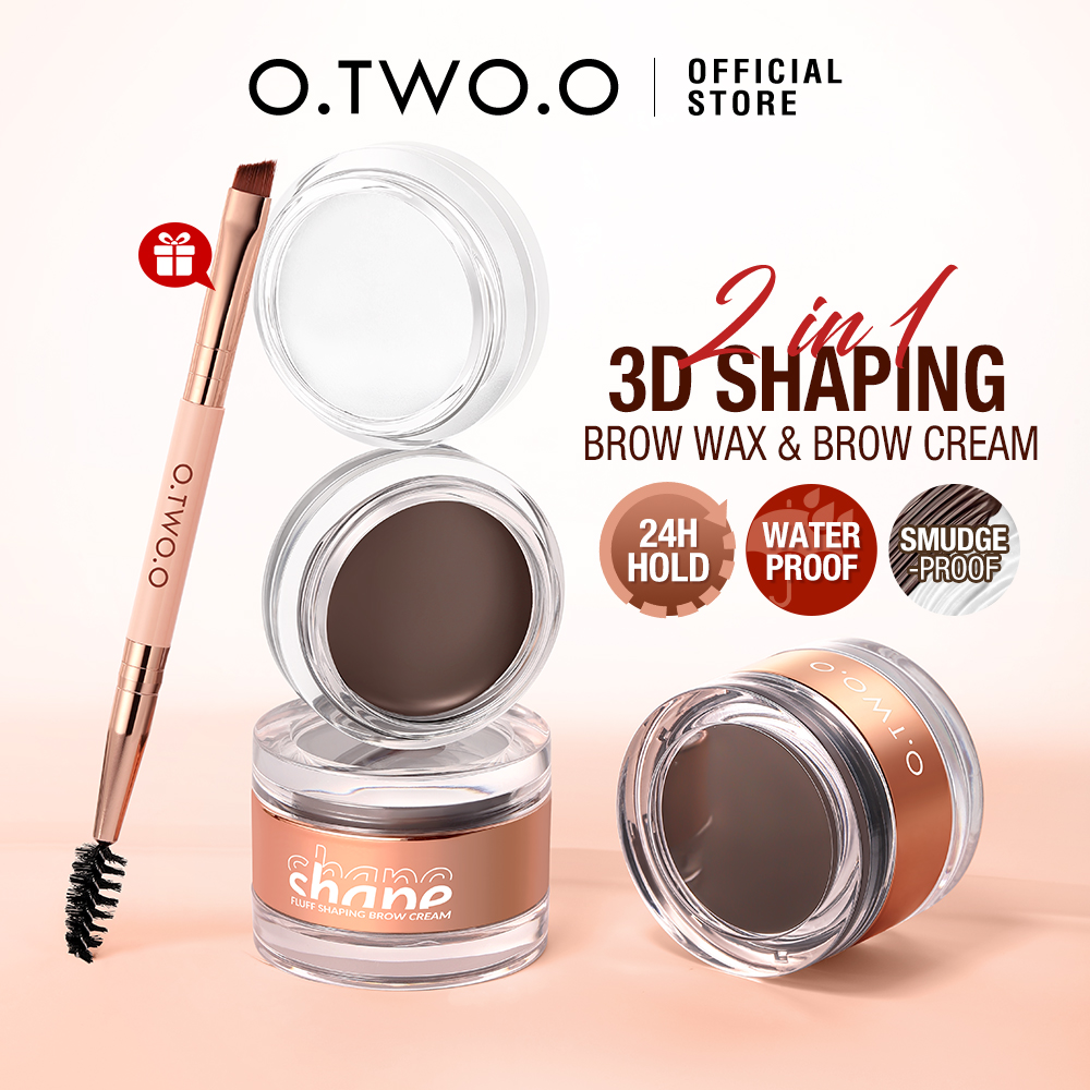 Discount on O.TWO.O  shoes - SKU: O.TWO.O 2 In 1 Eyebrow Cream& Bow Wax With Brush 3 Colors Long Lasting Waterproof Eye Brow Tint Enha