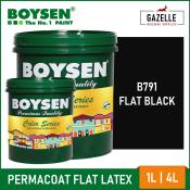 Boysen Permacoat Flat Black Acrylic Latex Paint - 1L/4
