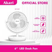 Akari 6" Rechargeable Desk fan w/ Night Light Function