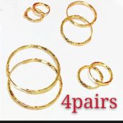 24k 4pairs Bangkok gold earrings