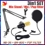 BM-800 PLUS Condenser Microphone Set with Stand and Pop Filter