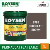 Boysen Permacoat Flat Latex Chocolate Brown Acrylic Paint - 1L
