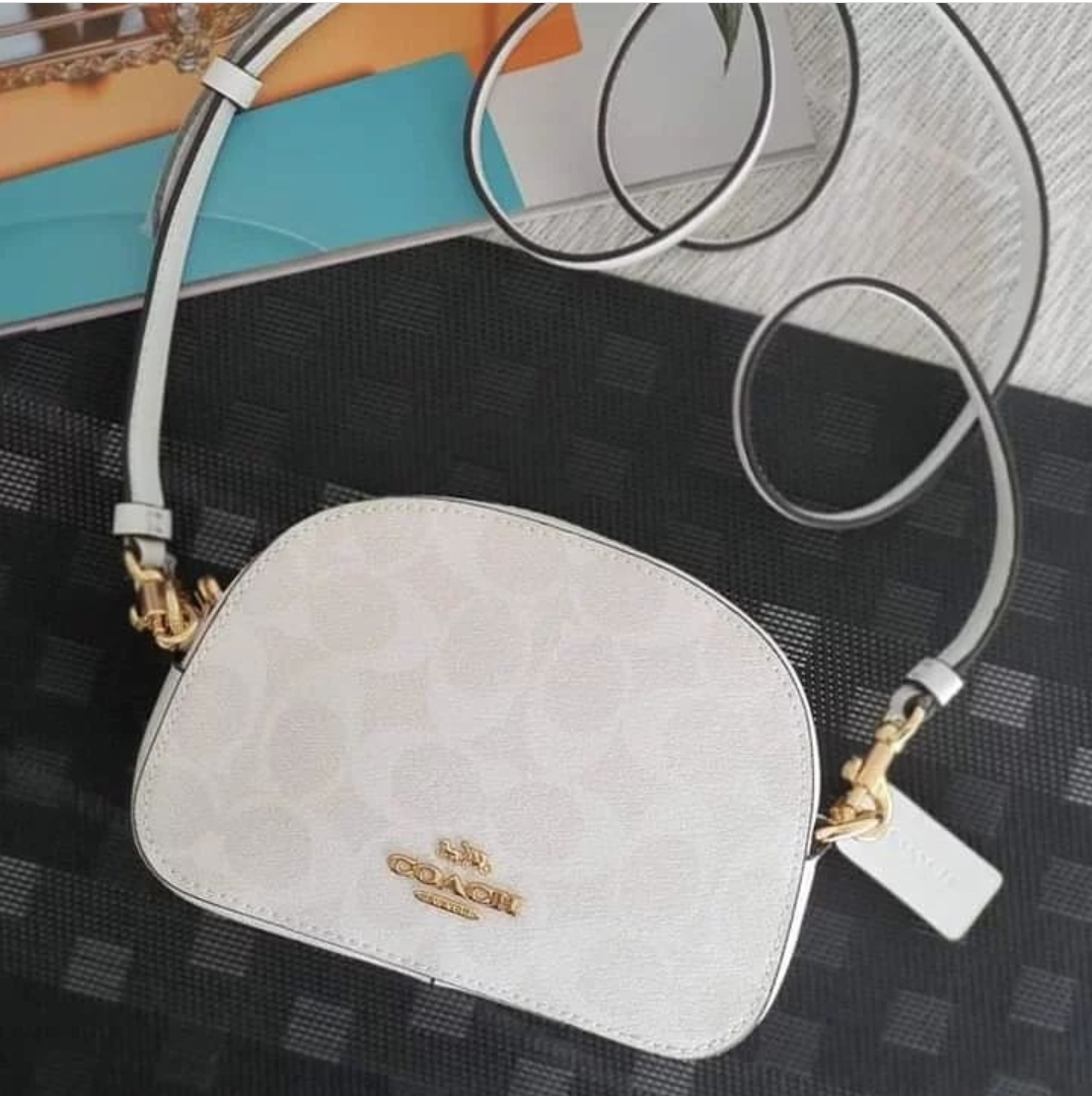 Coach White Signature Coated Canvas Mini Serena Crossbody Bag Coach