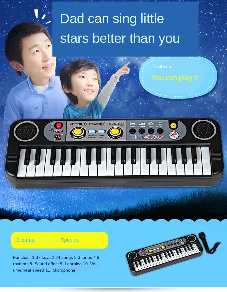37 Keys Kids Electronic Piano Keyboard Piano Music Toys Microphone Mic toys  | Lazada PH