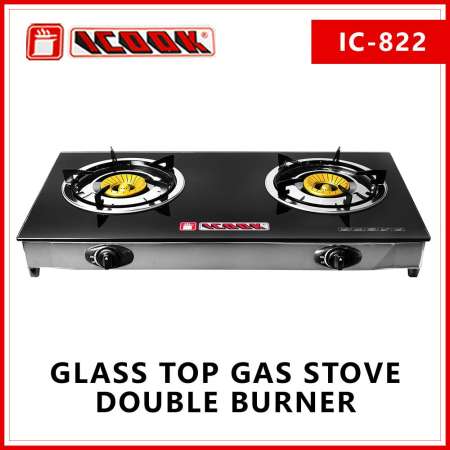 Double Burner Gas Stove Glass Top iCook IC-822