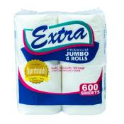 Extra Jumbo Roll Bathroom Tissue 2ply - 600 sheets x 4 rolls